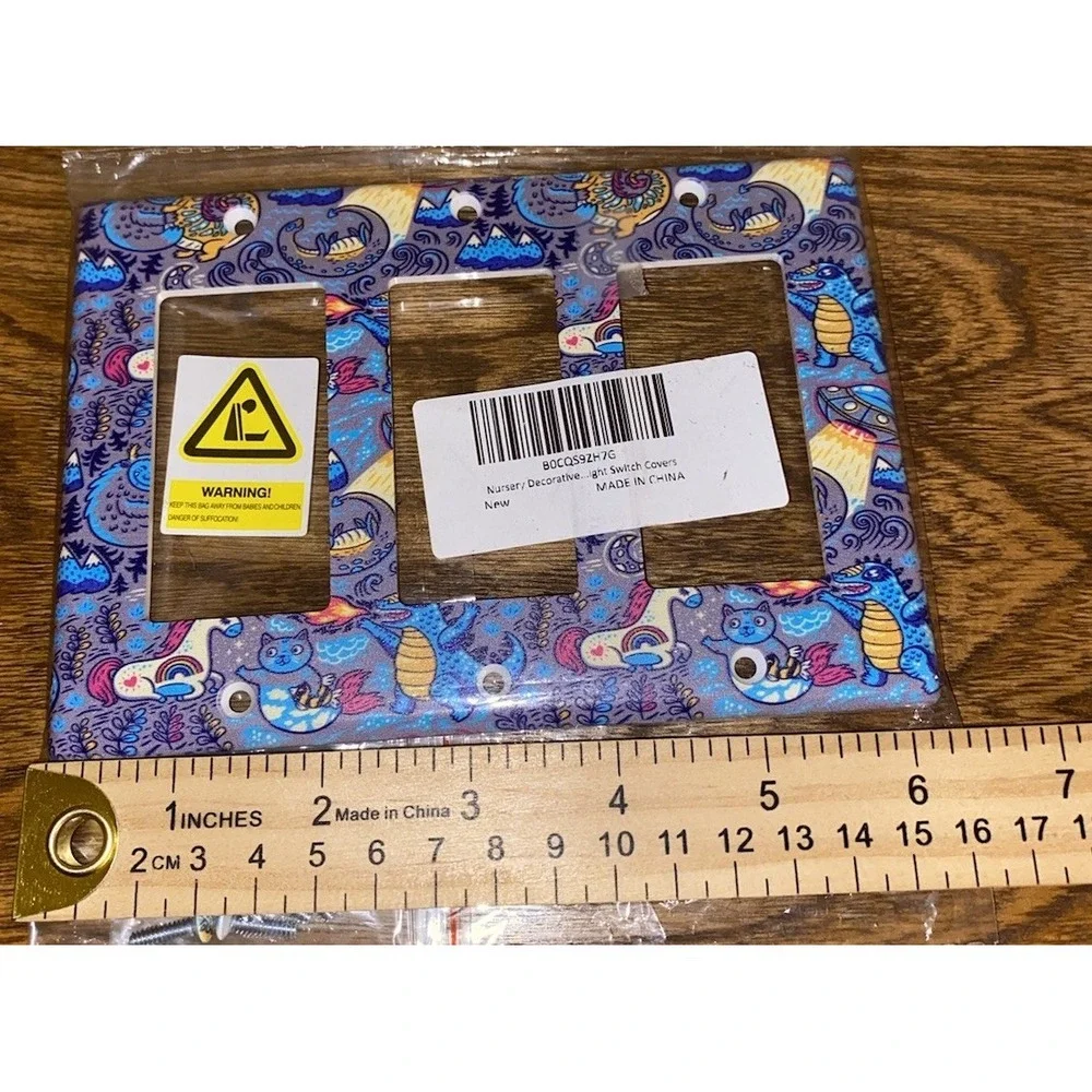 Kids Dragon Light Switch Cover Nursery Fantasy Double Switch Plate New
